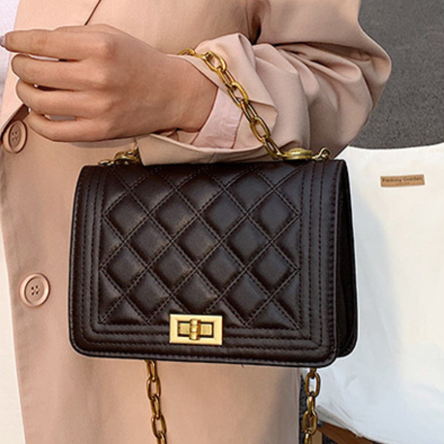 

LW Leather Chain Strap Crossbody Bag, Coffee