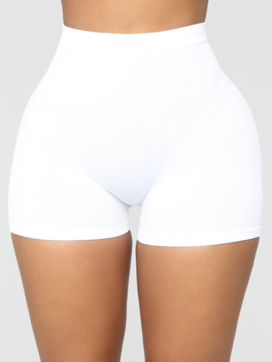 

LW High-waisted Stretchy Yoga Shorts, White