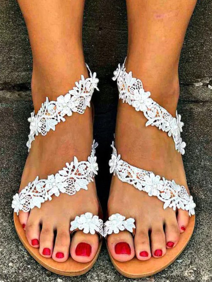 

LW Floral Strap Sandals, Light camel