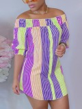 LW Off The Shoulder Striped Dress