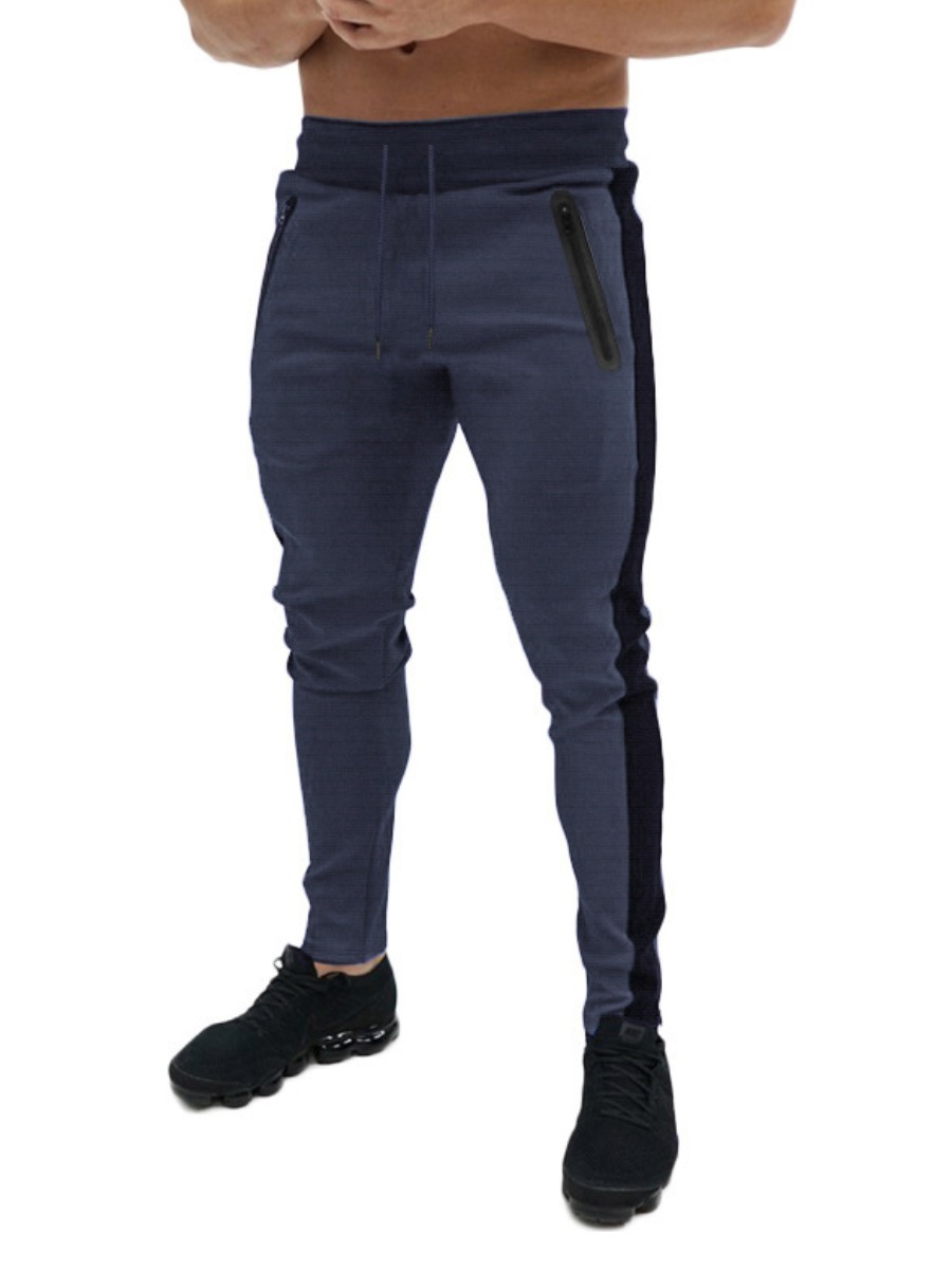 

LW Men Drawstring Patchwork Pants, Dark grey