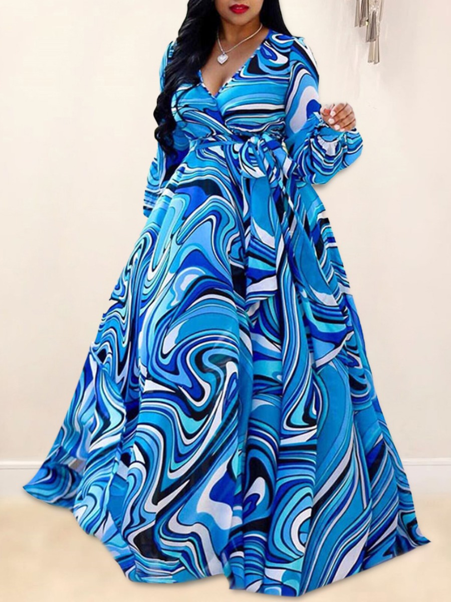 

LW Plus Size Gradient Loose A Line Dress, Blue