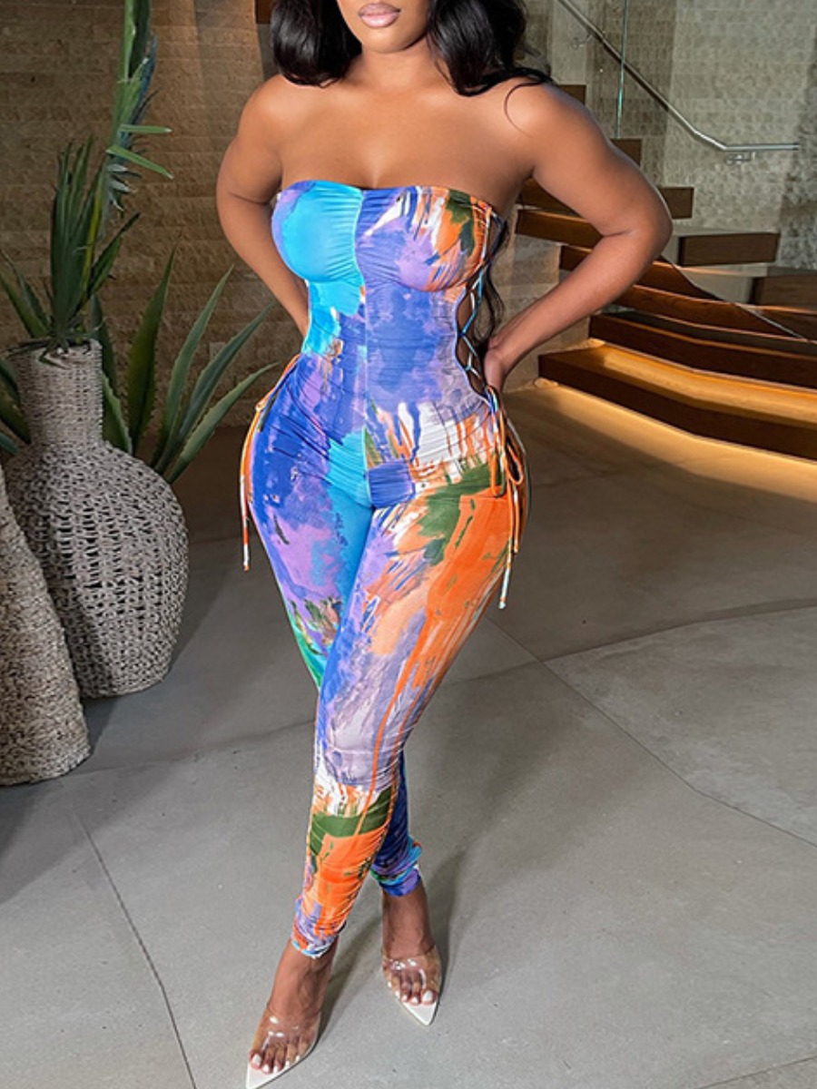 

LW SXY Off The Shoulder Tie-dye Jumpsuit, Multi