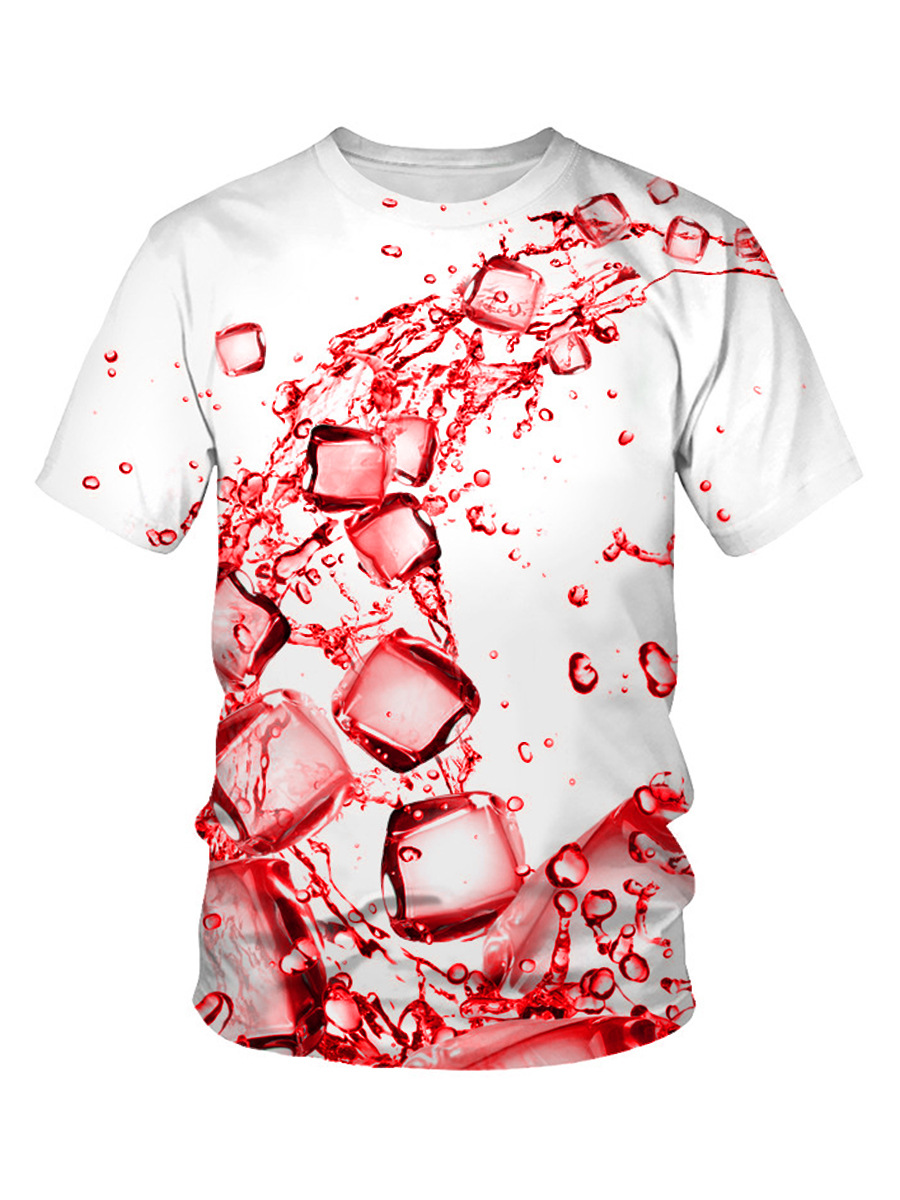 LW Men Round Neck Ice Cube Print T-shirt