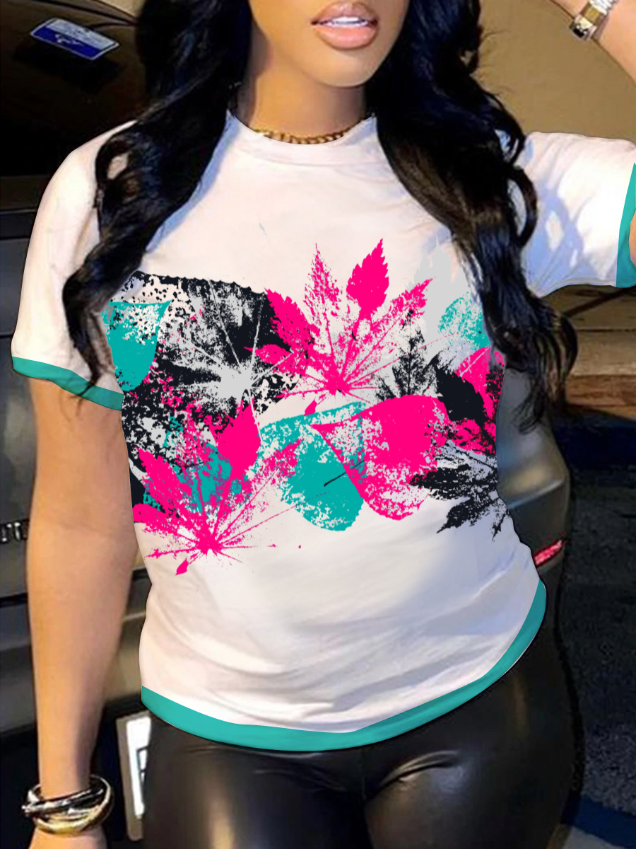 

LW Plus Size Floral Mixed Print T-shirt, White