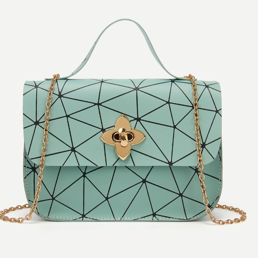 

LW Geometric Decor Chain Strap Messenger Bag, Blue