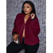 LW Plus Size Zipper Pocket Design Teddy Jacket