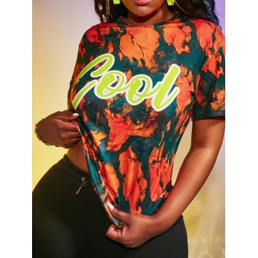 

LW Letter Print Tie-dye T-shirt, Croci
