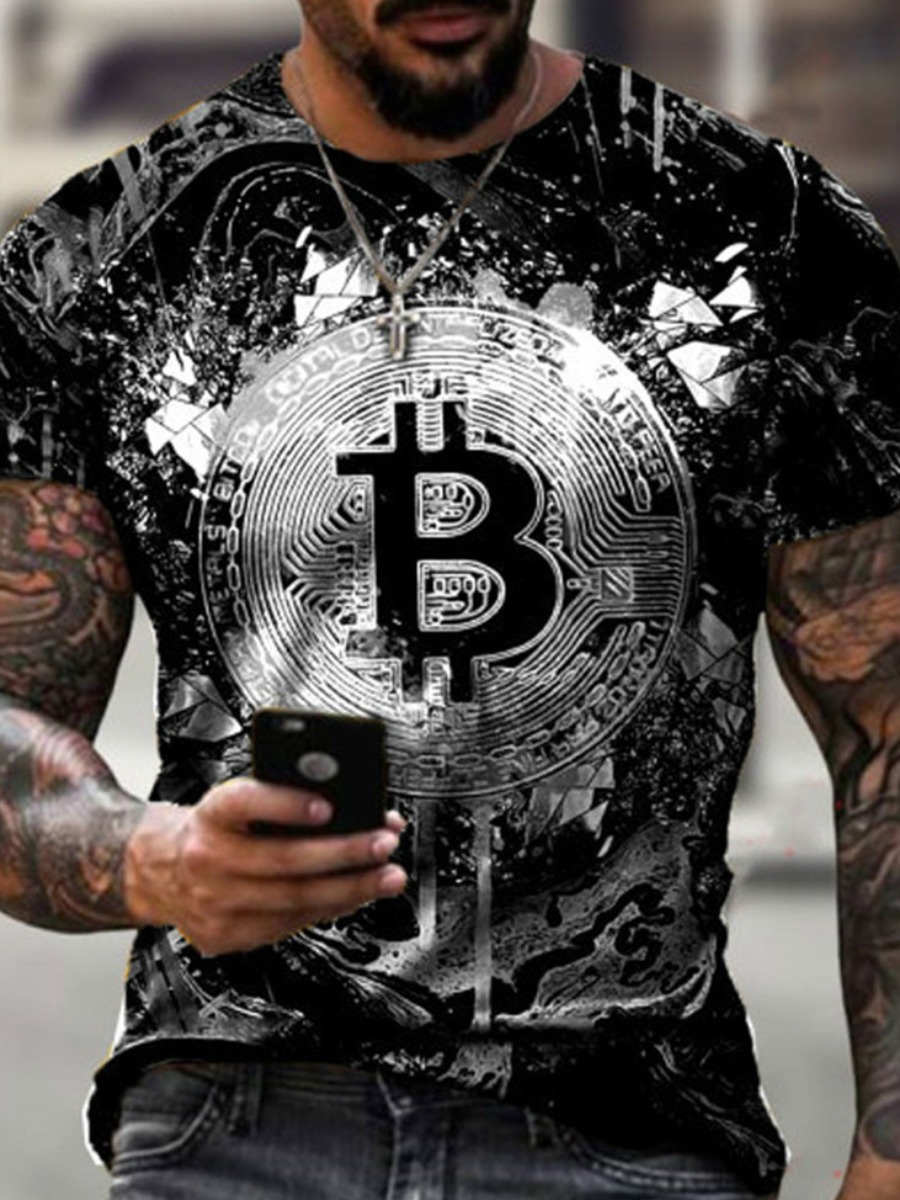 LW Men Splash-ink Letter Print T-shirt