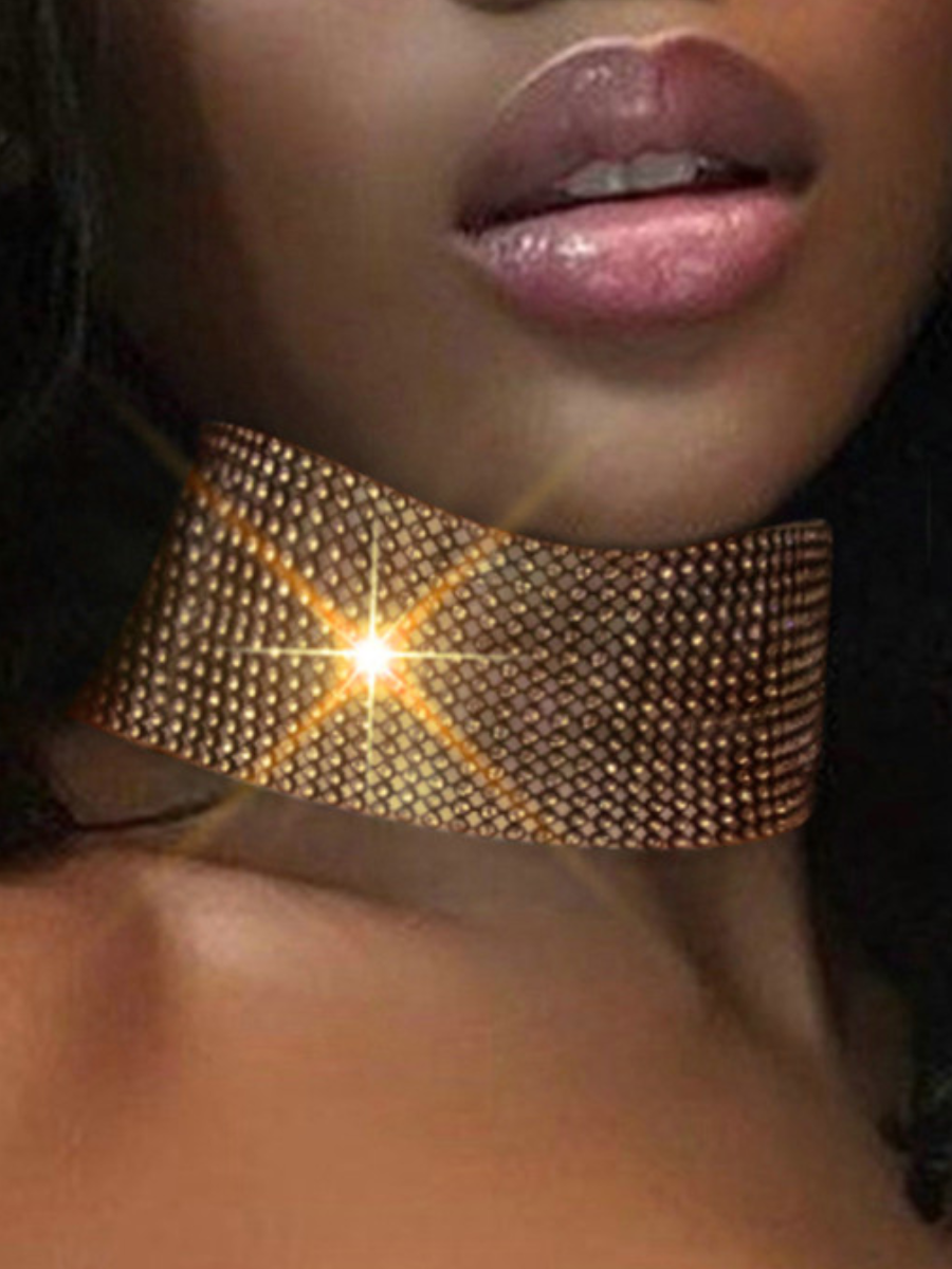 

LW Rhinestone Crystal Necklace, Gold
