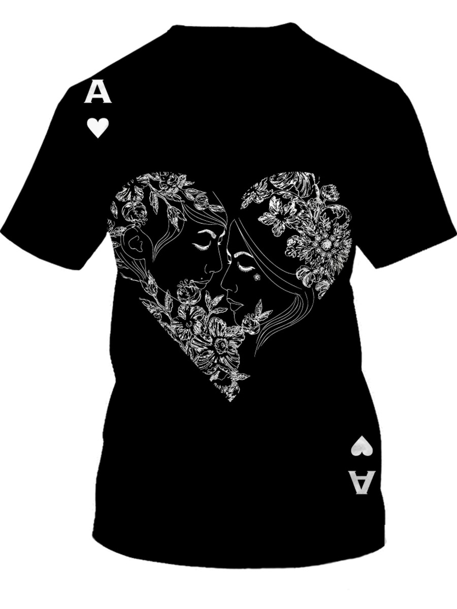 

LW BASICS Men Floral Letter Print T-shirt, Black
