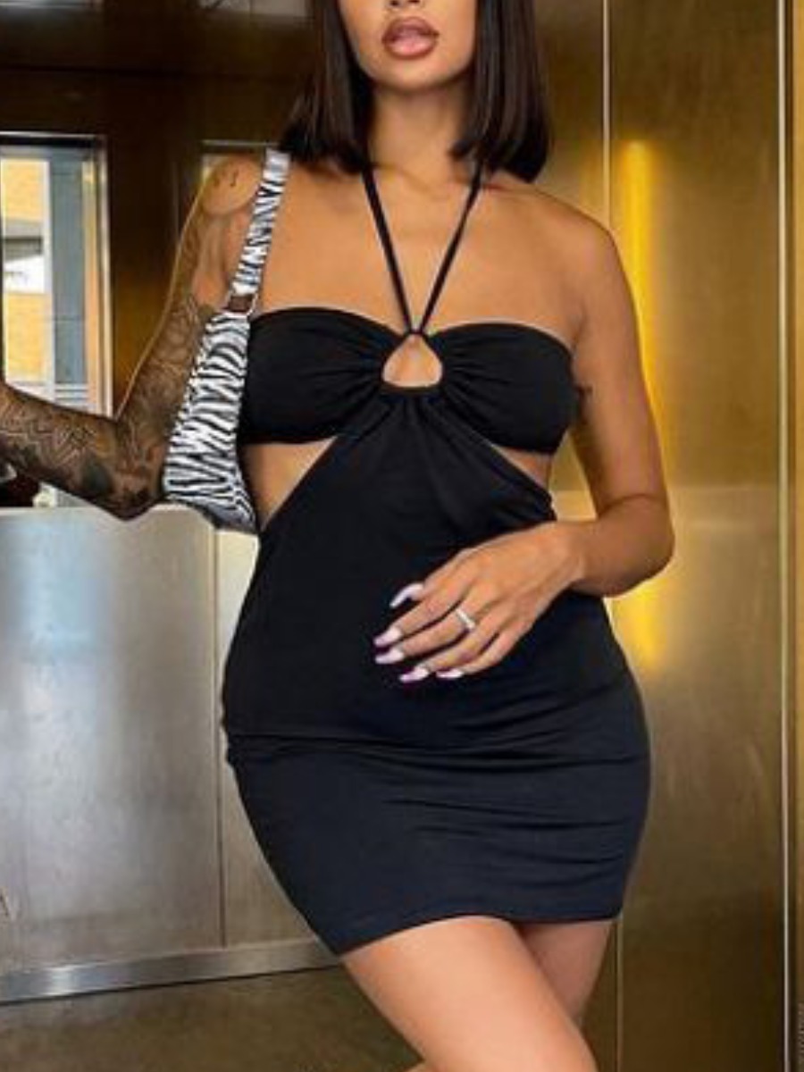 

LW Off The Shoulder Cut Out Bodycon Dress, Black