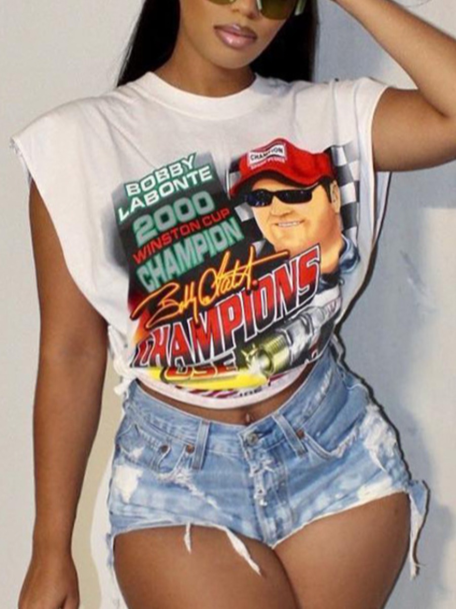 LW Letter Figure Print T-shirt