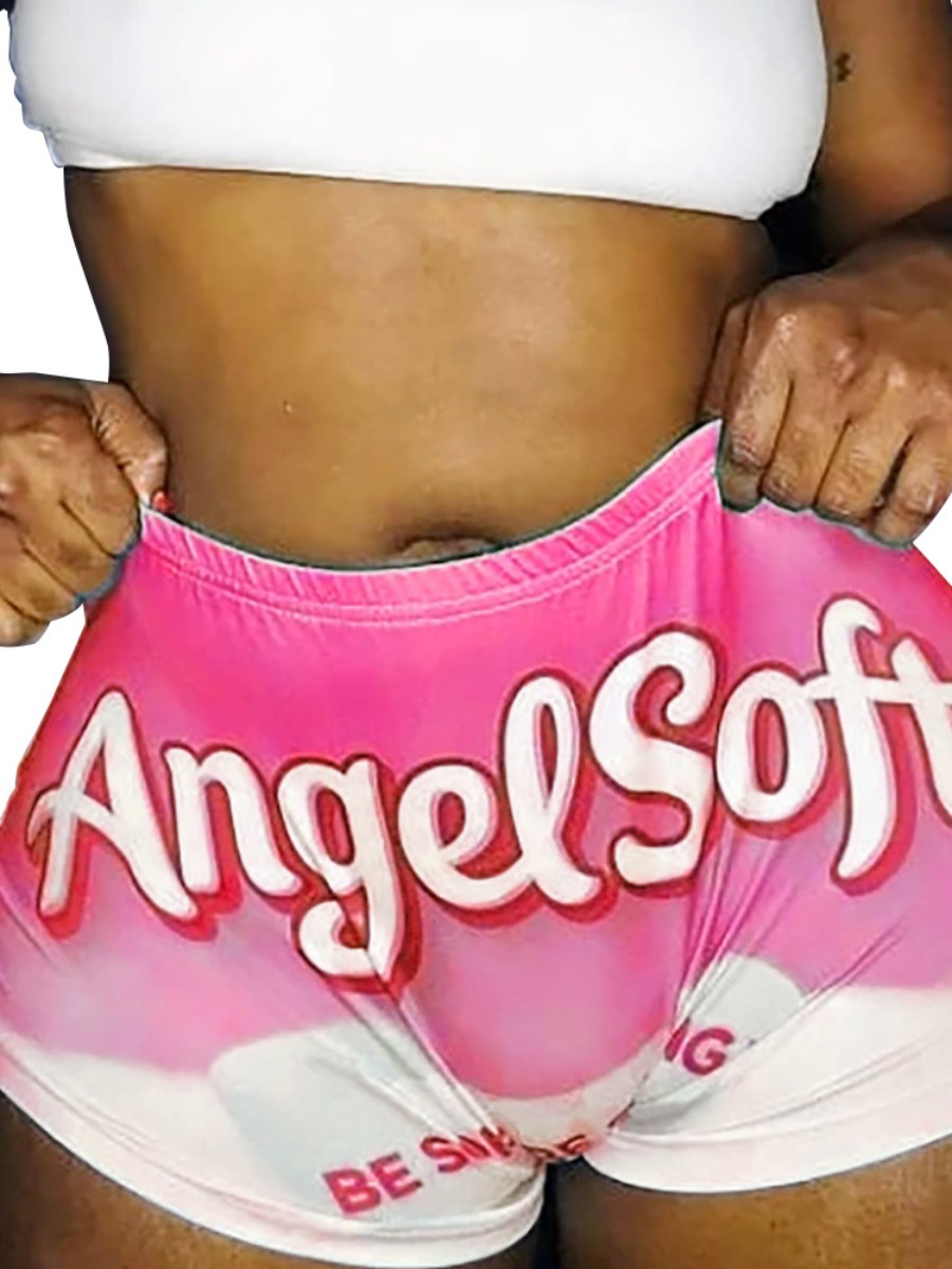 

LW Gradient Letter Print Shorts, Pink