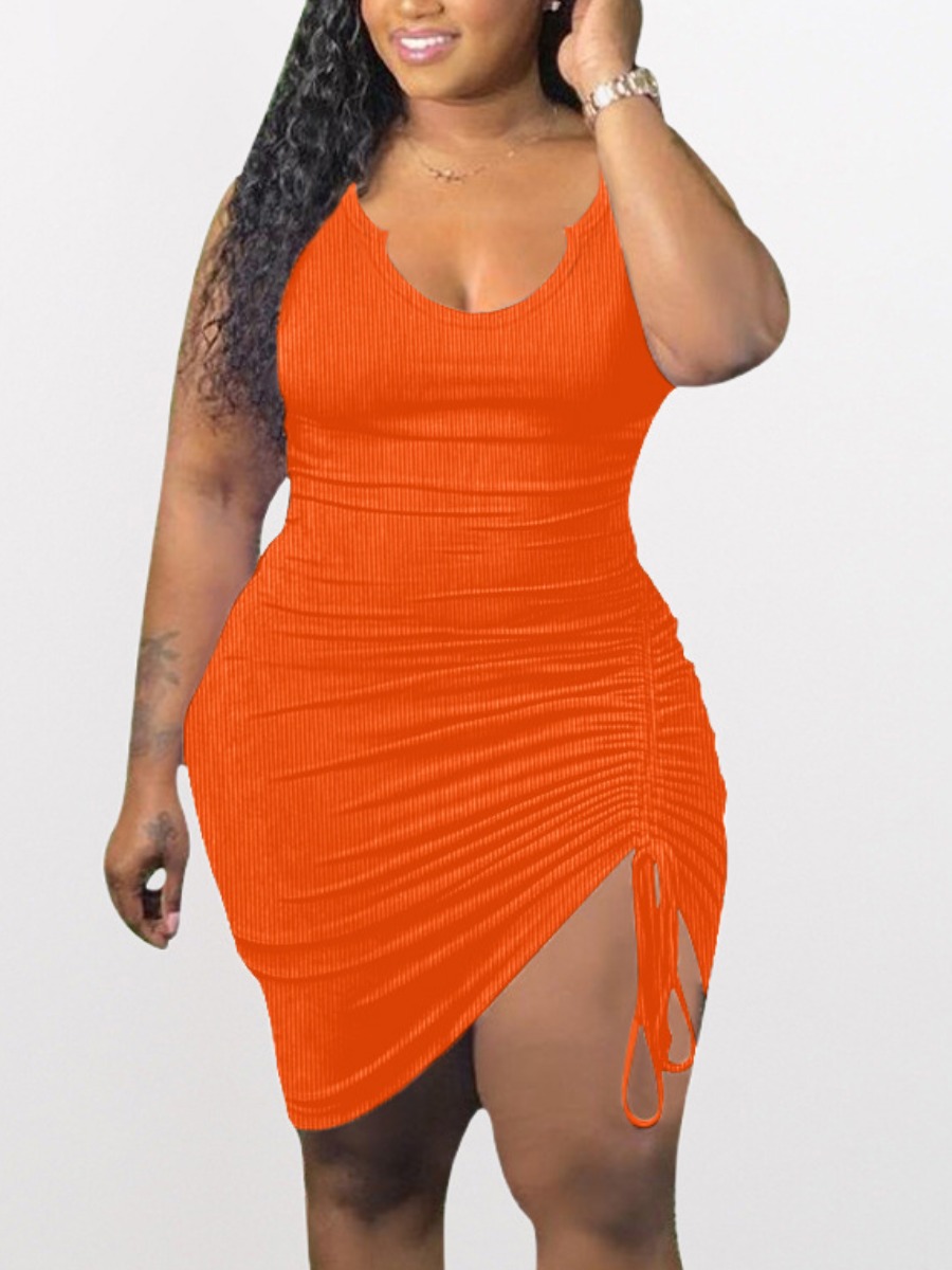 

LW SXY Plus Size Drawstring Ruched Bodycon Dress, Jacinth