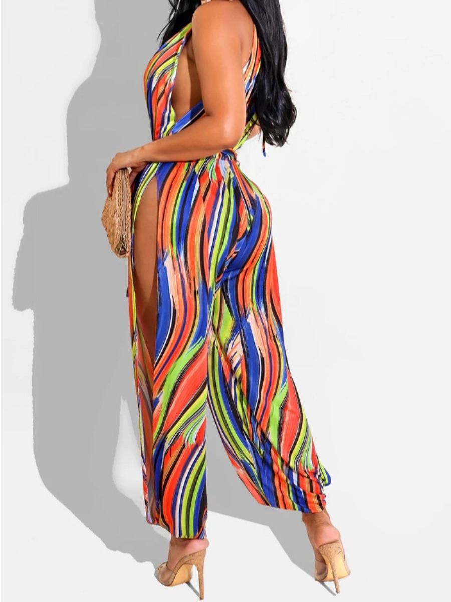 

LW SXY Mixed Print High Split Jumpsuit, Multi