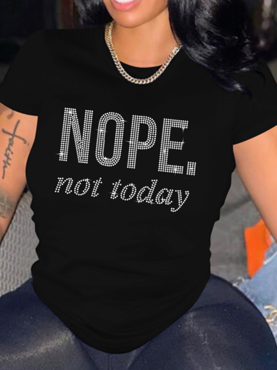LW Rhinestone Letter Decor T-shirt