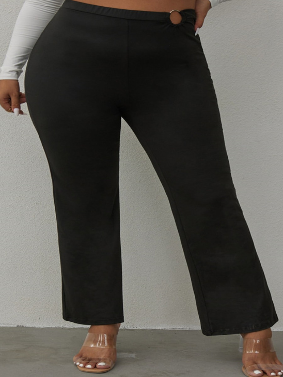 

LW Plus Size Mid Waist Stretchy Pants, Black