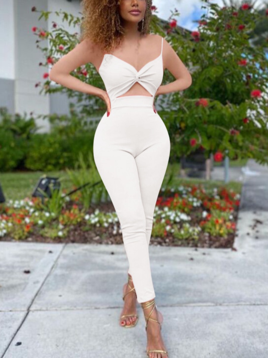 

LW Twist Front Cut Out Cami Jumpsuit, White