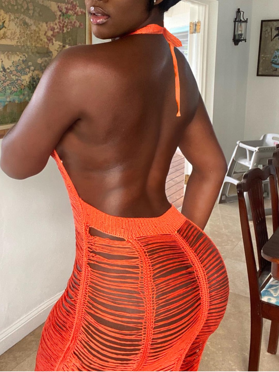 

LW SXY Backless Ripped Cover-Up, Orange