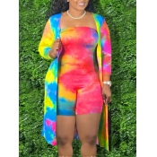 LW Plus Size Casual Off The Shoulder Tie-dye Multi