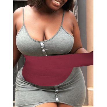 

LW BASICS Plus Size Belly Belt Corset Shapewear, Wine red