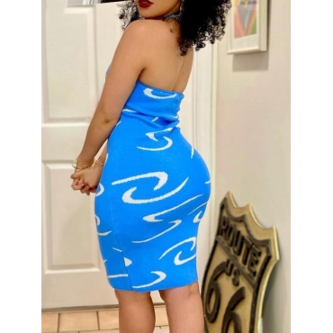 

LW Print Backless Cami Dress, Blue