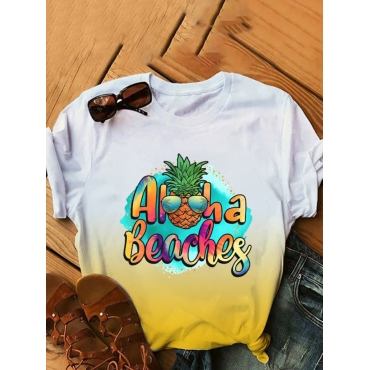

LW Plus Size Gradient Letter Print T-shirt, Yellow