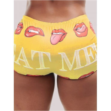 

LW Lip Letter Print Shorts, Golden yellow