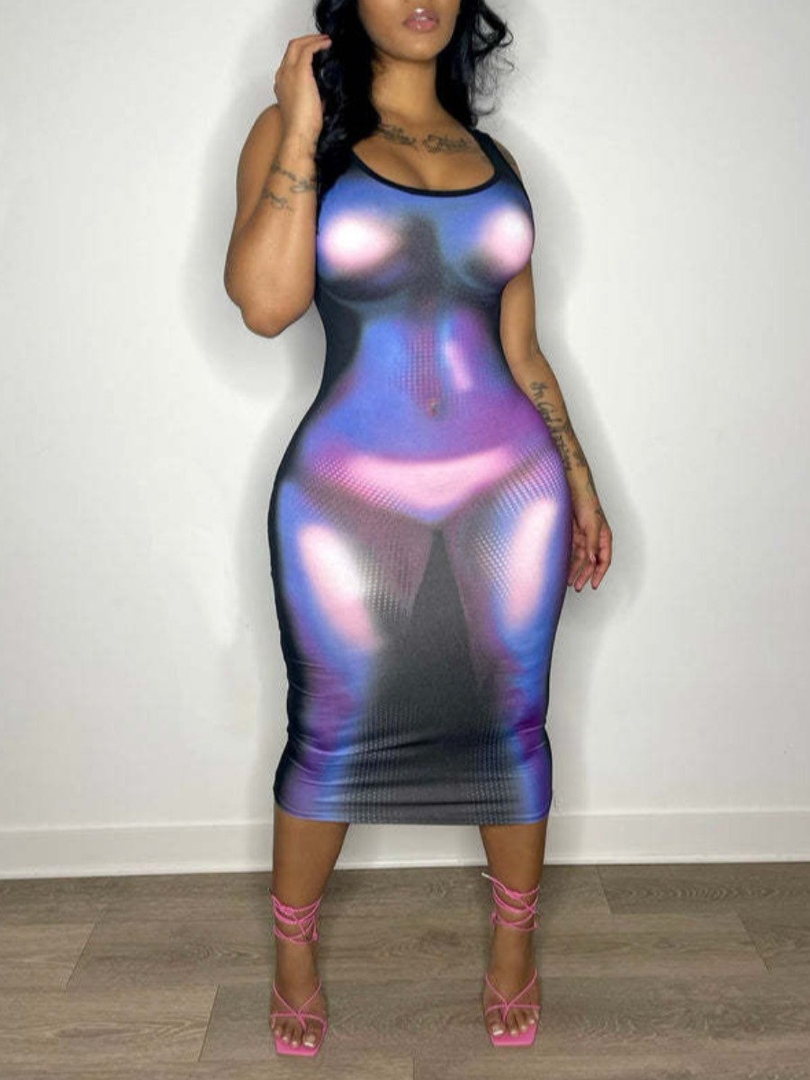 

LW Tie-dye Bodycon Cami Dress, Purple