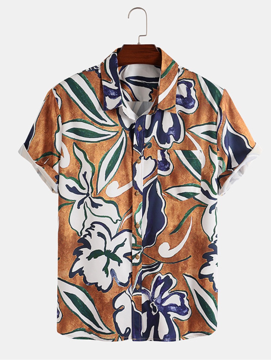 

LW COTTON Men Floral Print Shirt (Rayon Material), Brown