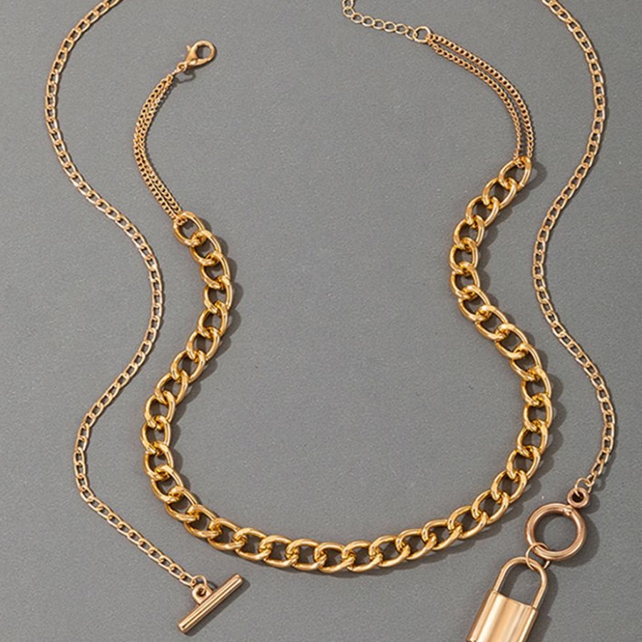 LW 2-piece Padlock Chain Necklace