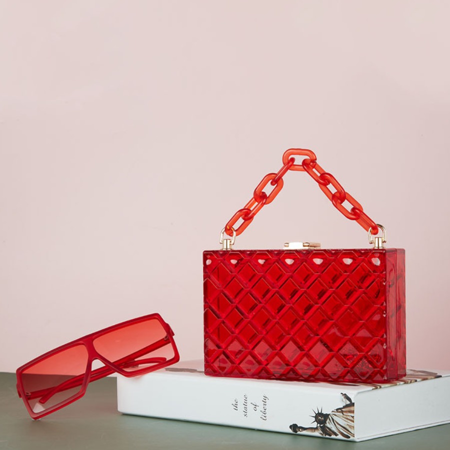 

LW Radio Design Chain Strap Messenger Bag, Red