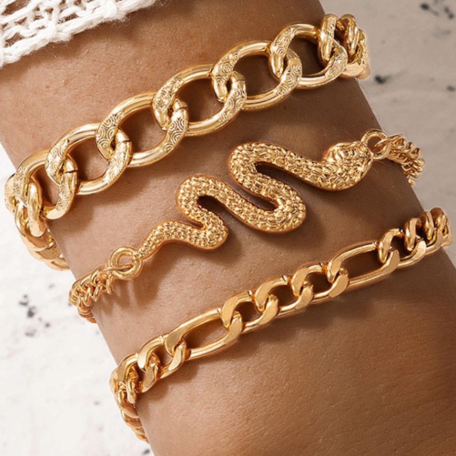 

LW Snake Chain Multilayer Bracelet, Gold