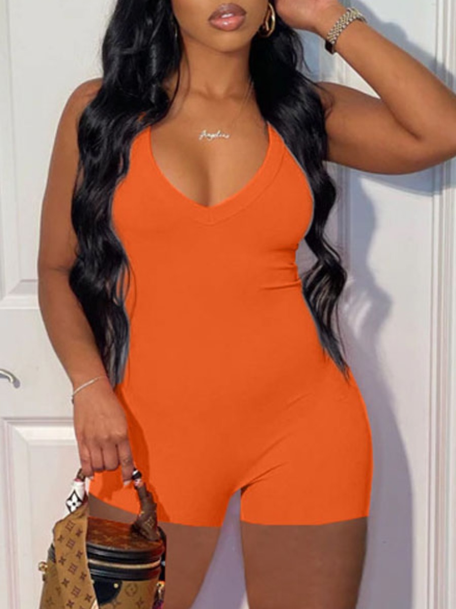 

LW BASICS Cross Strap Skinny Romper, Croci