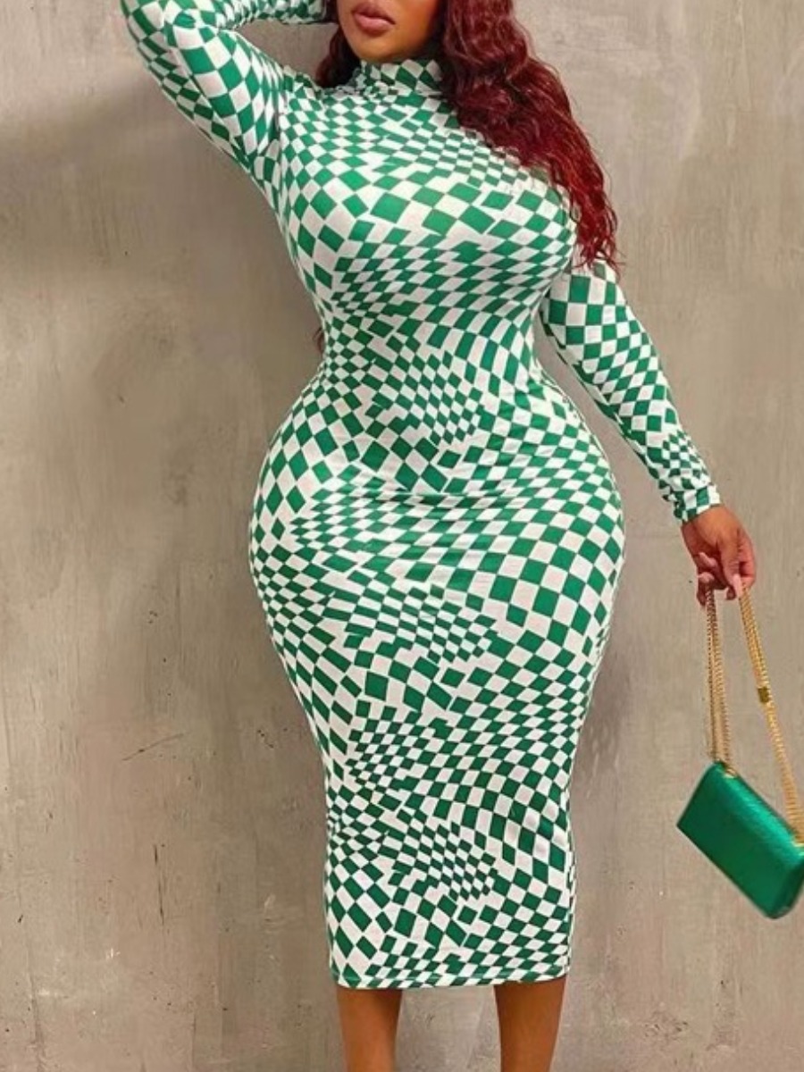 

LW SXY Plus Size Plaid Print Bodycon Dress, Multi