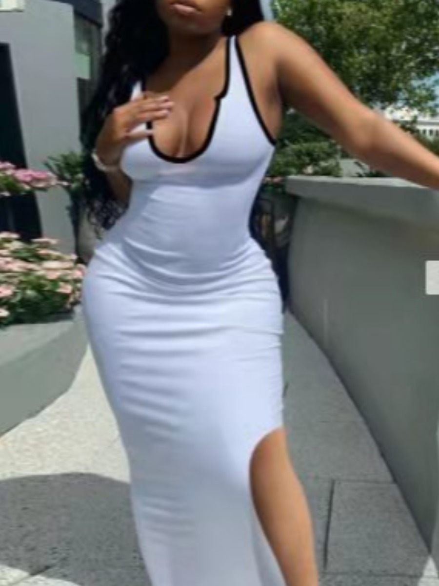 

LW BASICS Cami Slit Bodycon Dress, White