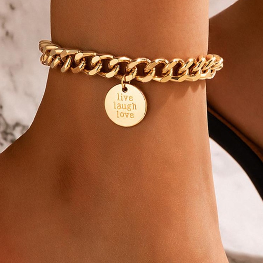 LW Coin Letter Decor Anklet Body Chain
