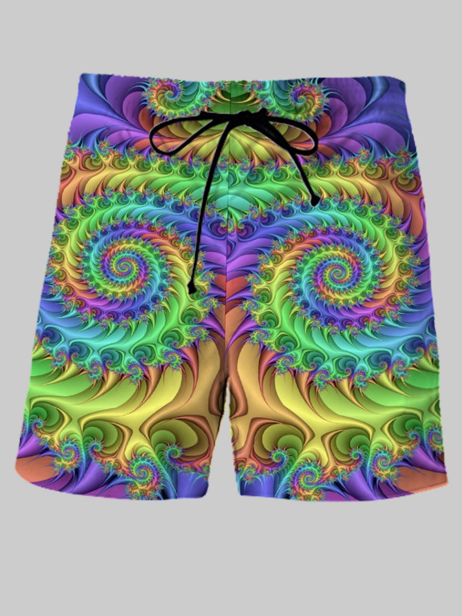 

LW Men Mixed Print Drawstring Shorts, Multi