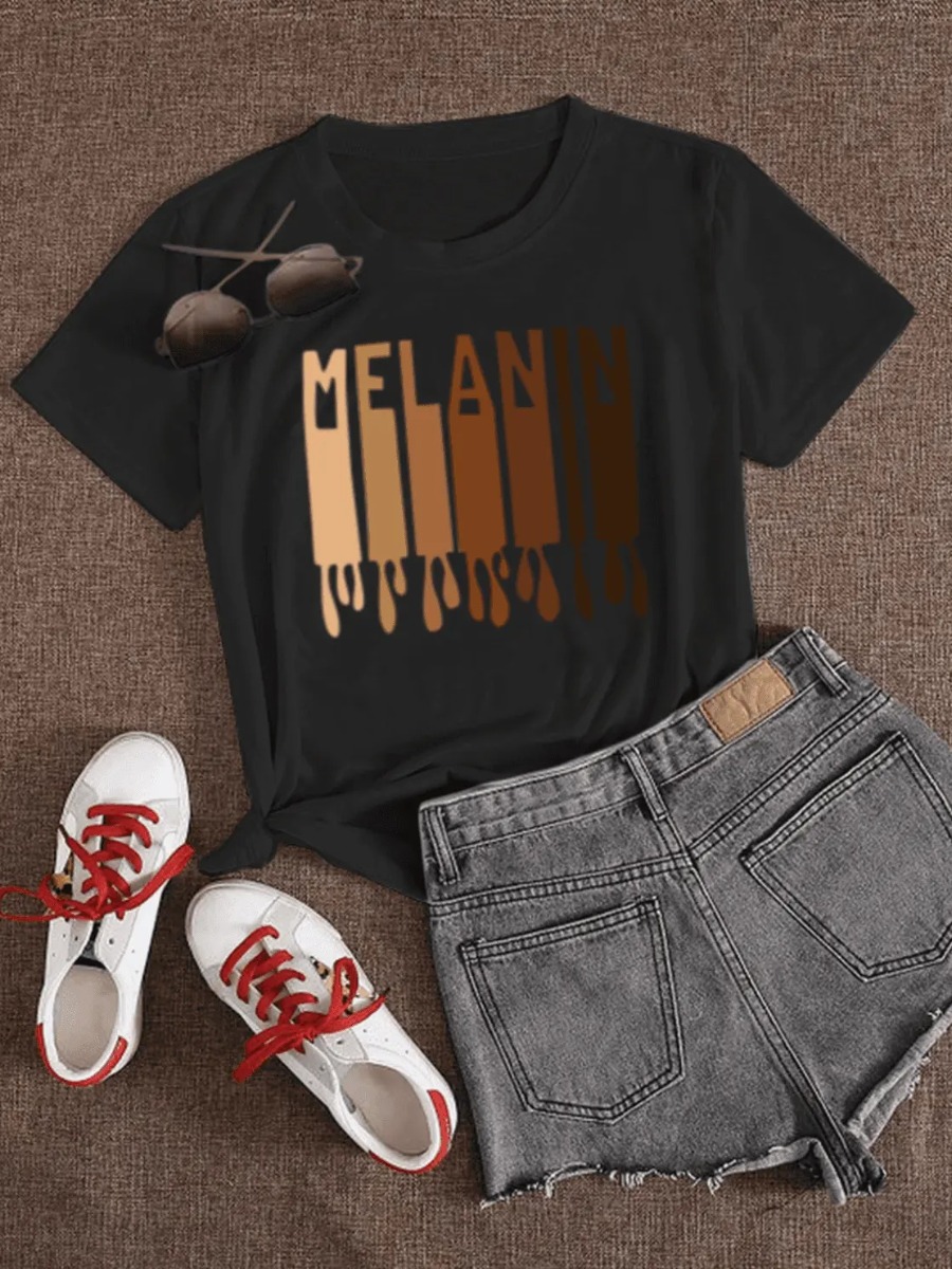 LW Melanin Letter Print T-shirt