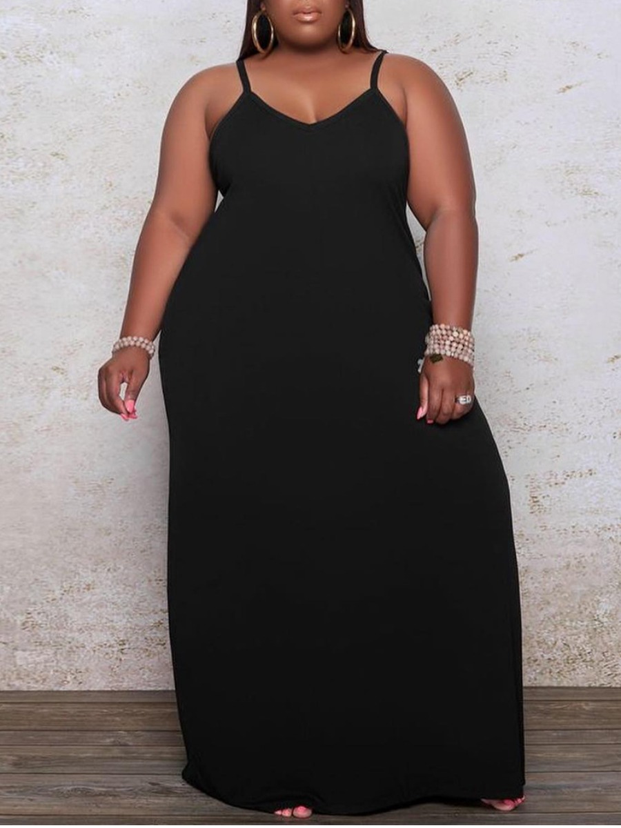 

LW Plus Size Pocket Design Cami Dress, Black