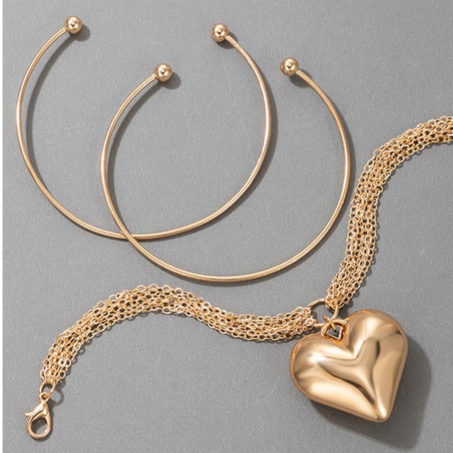 LW 3-piece Heart Chain Bracelet