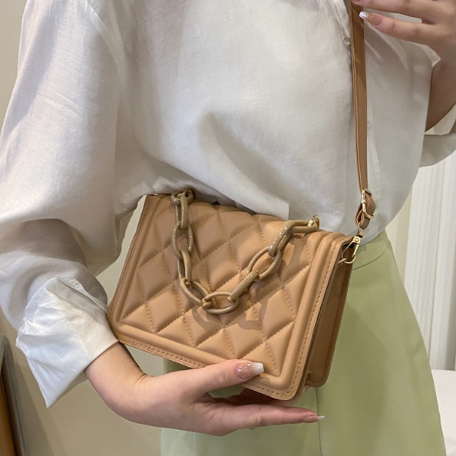 

LW Chain Decor Crossbody Bag, Khaki