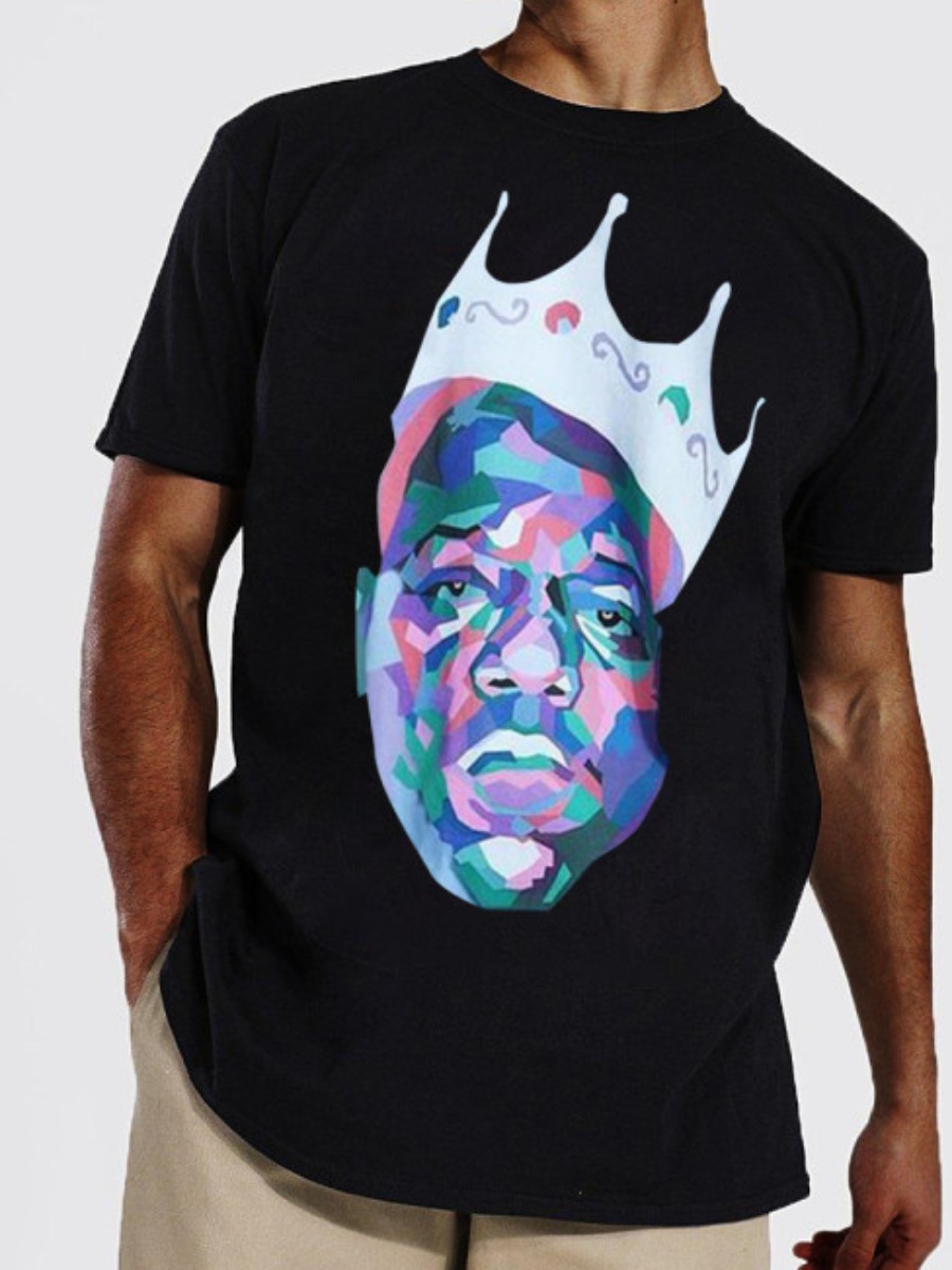 

LW COTTON Men Crown Figure Print T-shirt, Blue