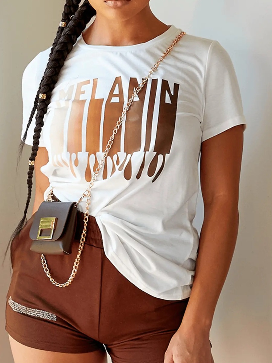 

LW Melanin Letter Print T-shirt, White