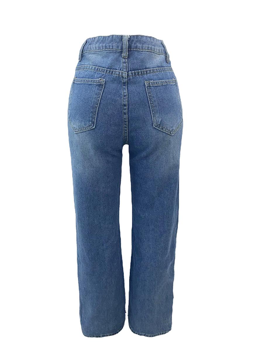 LW Ripped Straight Low Stretchy Jeans