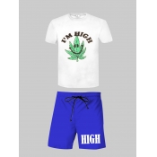 LW Men Pullovers Letter Print Shorts Set