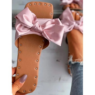 

LW Bow-tie Decor Slippers, Light pink