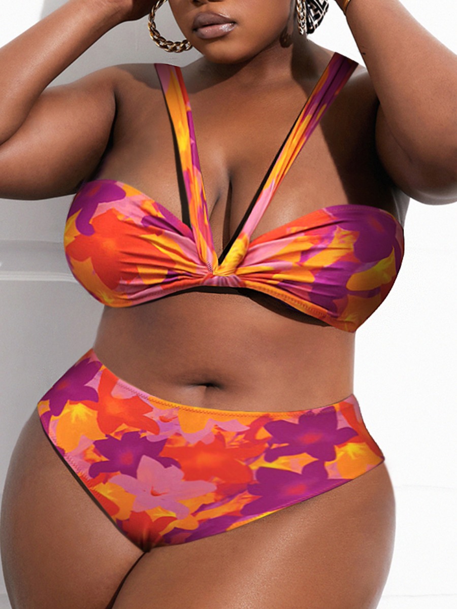 

LW SXY Mixed Floral Print Bikini Set, Orange