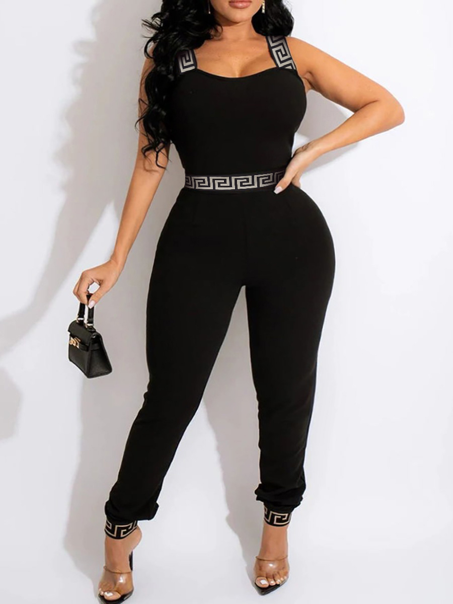 LW Plus Size Geometric Print Cami Jumpsuit